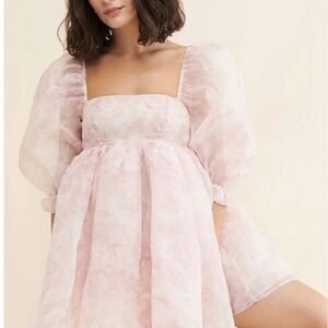 Selkie Light Pink Puff Sleeve Mini Dress